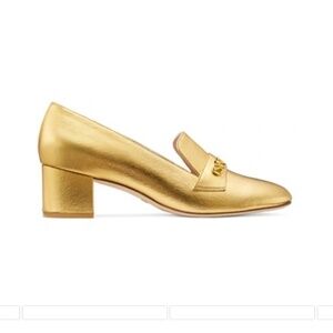 Stuart Weitzman The Riela gold leather shoes 9